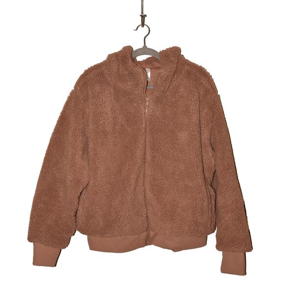 FABLETICS $100 Sherpa Summit Teddy Hooded Jacket in Toffee 1X - Picture 1 of 4